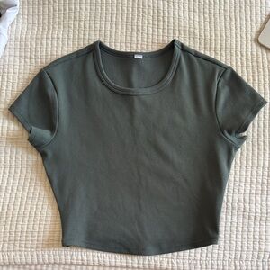 Alo Women's Olive Ribbed Short Sleeve top